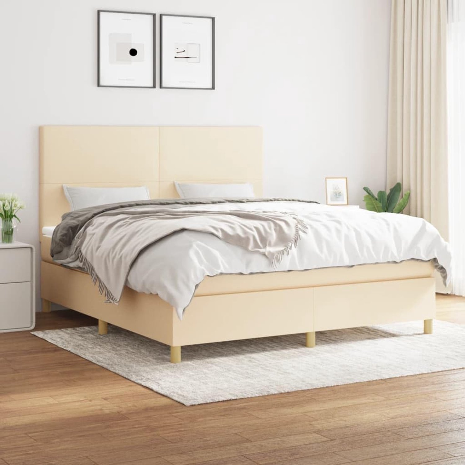 Boxspring Verstelbaar Hoofdbord Pocketvering Crème 160x200