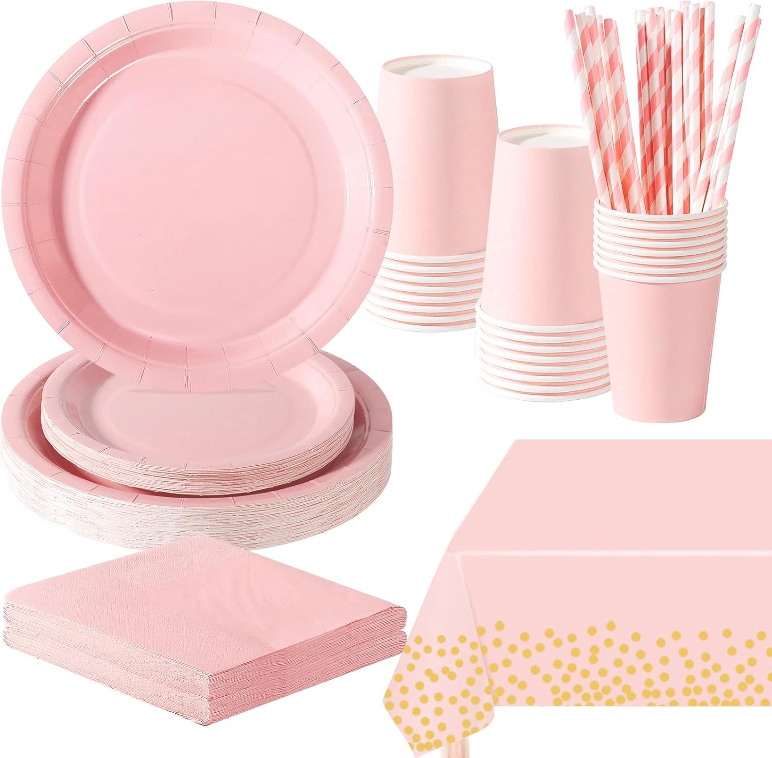 121 Stks Morandi Roze Party Servies Set