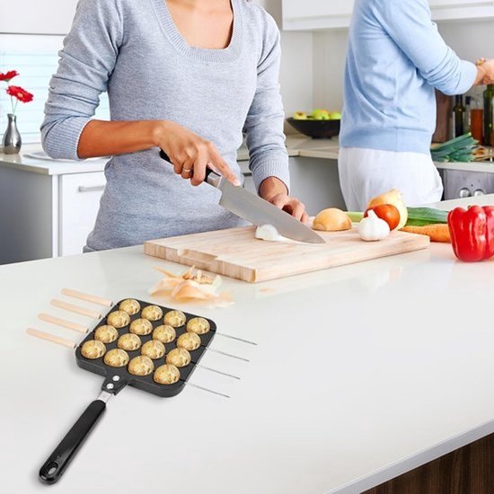 Takoyakipan - Poffertjesmaker - Snacks bereiden - Antiaanbaklaag - 16 gaten - Meerkleurig — afbeelding 3