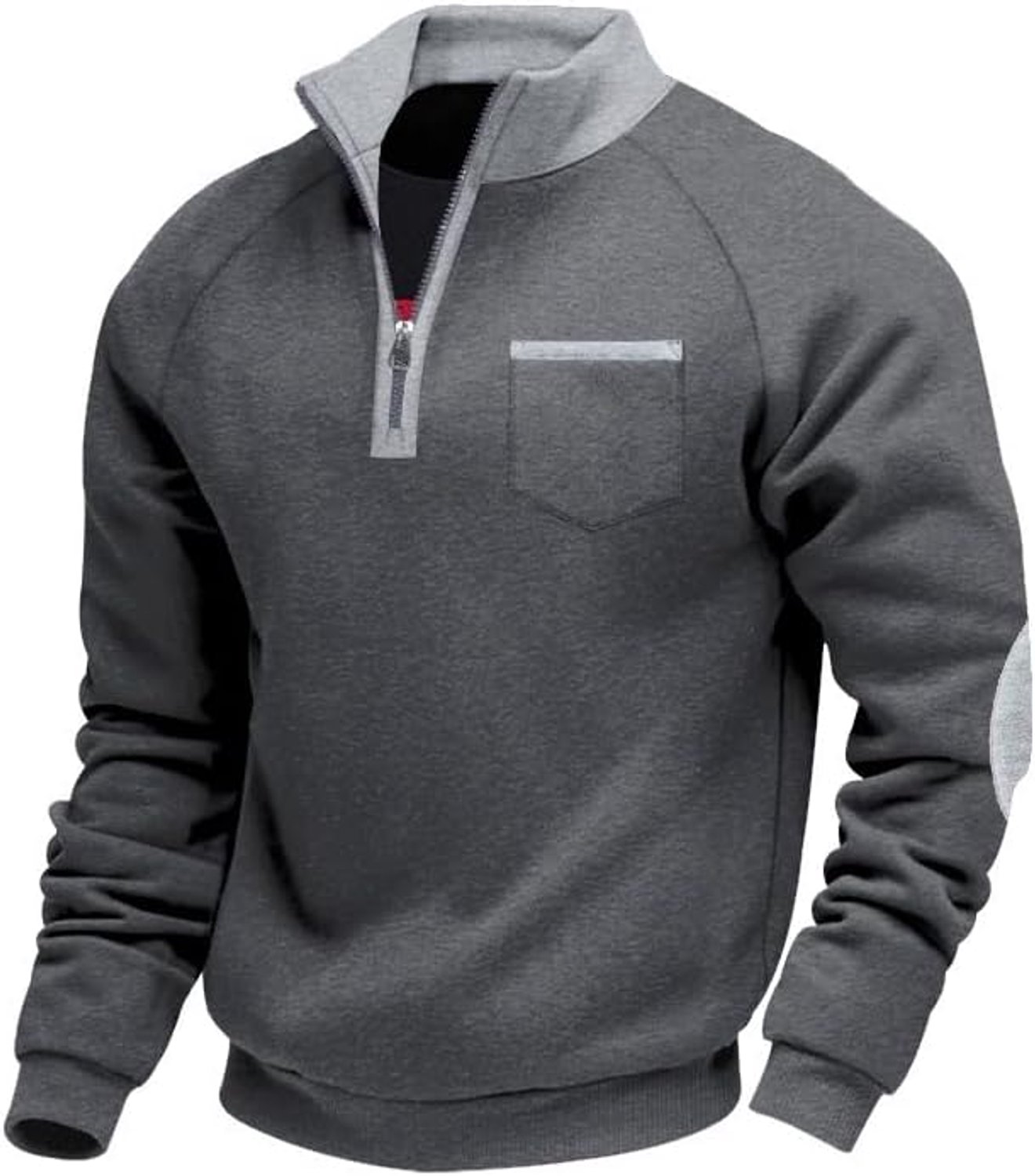 Sweatshirt zonder capuchon met opstaande kraag halve rits pullover tweekleurig design sweatjack ademend voor herfst winter basic M-3XL