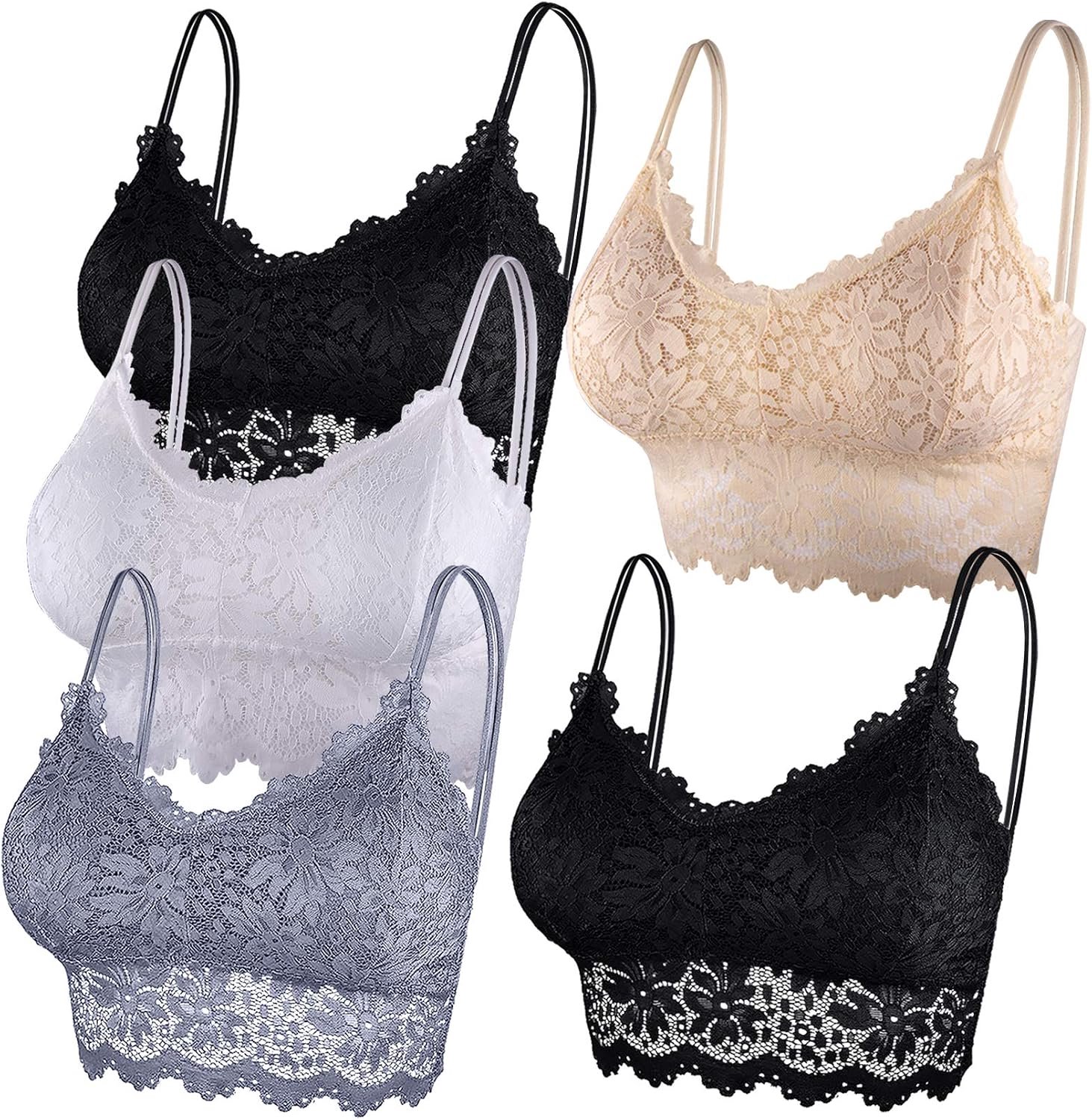 Bralettes voor vrouwen, 5 stuks, gewatteerde bandeau-beha