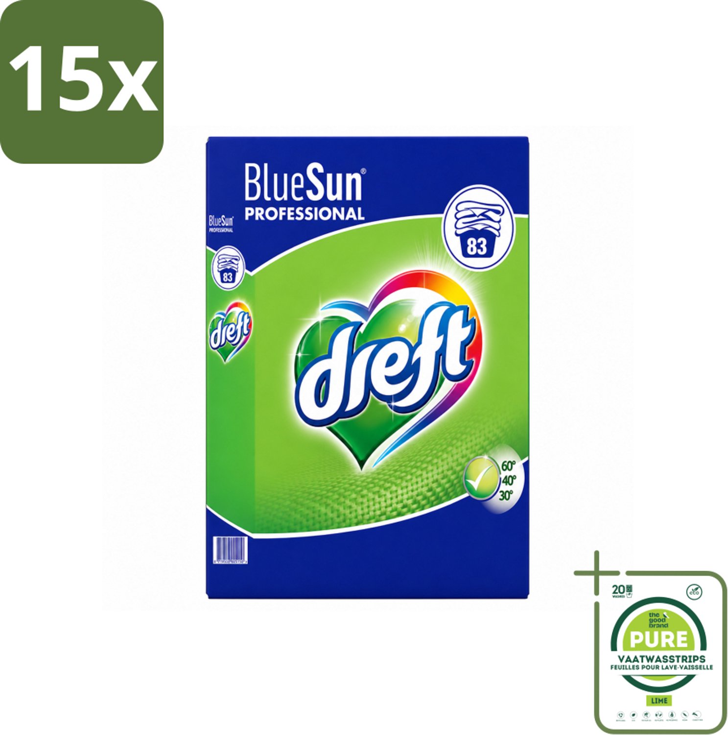 15 x Dreft - Wasmiddel Poeder - Professional - Efficiënte reiniging - 83 Wasbeurten - Grootverpakking - Vaatwasstrips - Wasmiddel Poeder - Vlekverwijdering - Waskracht - Wasmachine - Wasmiddel Professional