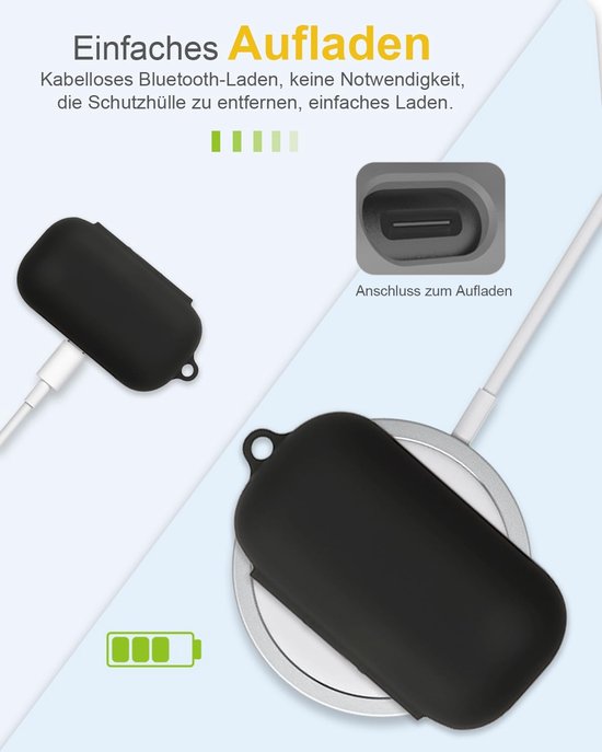 Hoes voor Anker, Soundcore AeroFit 2 Pro, draadloze hoofdtelefoon, zachte siliconen beschermhoes, huidvriendelijk etui met ronde gesp, volledige bescherming, zwart — afbeelding 3
