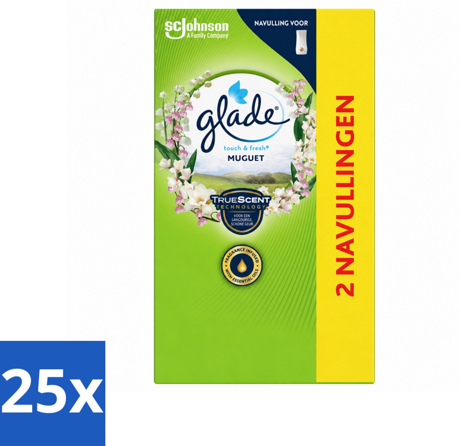 25 x Glade - Touch & Fresh Navulling - Lelietje-van-dalen - 2 × 10 ml - Voordeelverpakking - 25 stuks