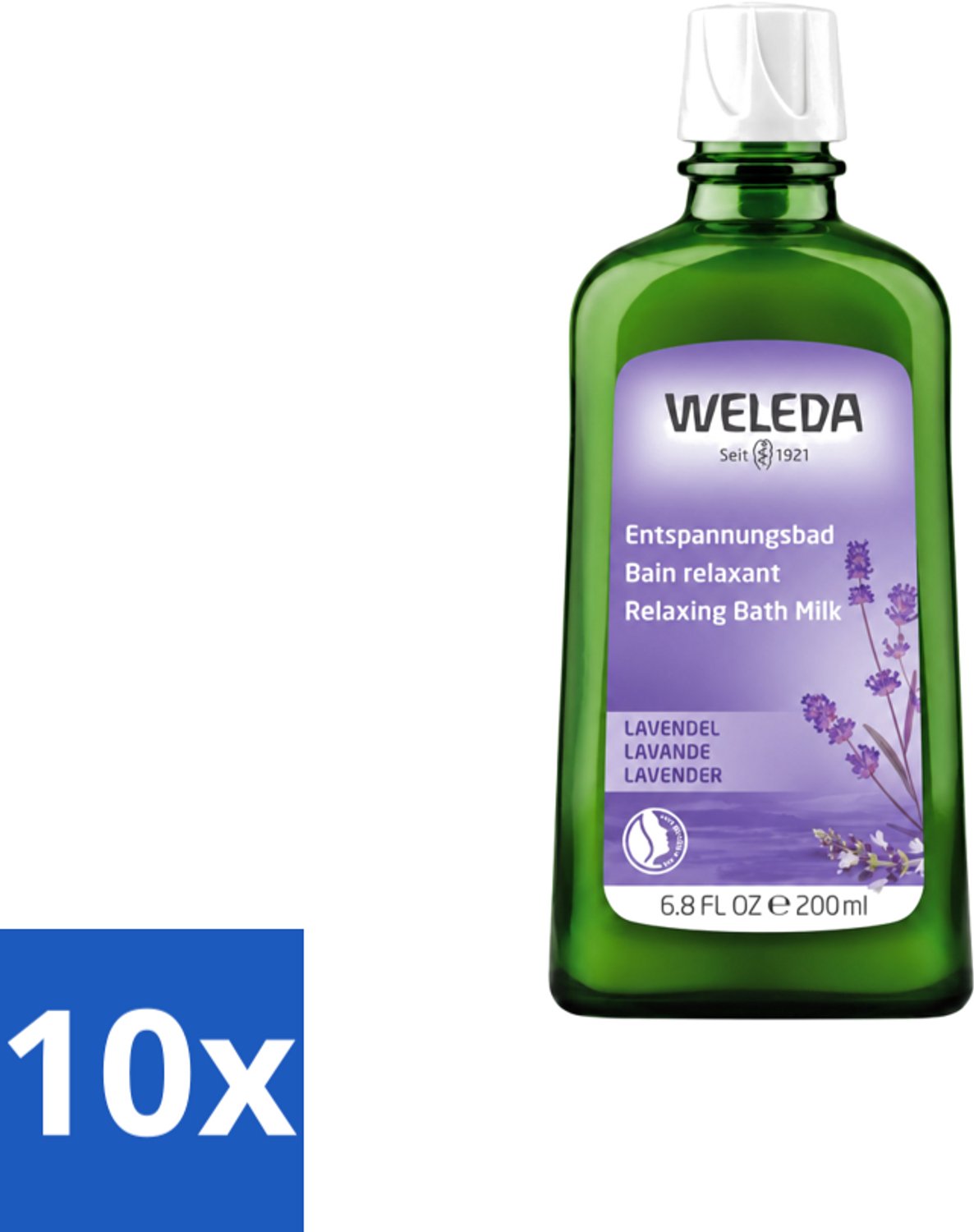 10 x WELEDA - Ontspanningsbadmelk - Lavendel - 200 ml - Voordeelverpakking - 10 stuks