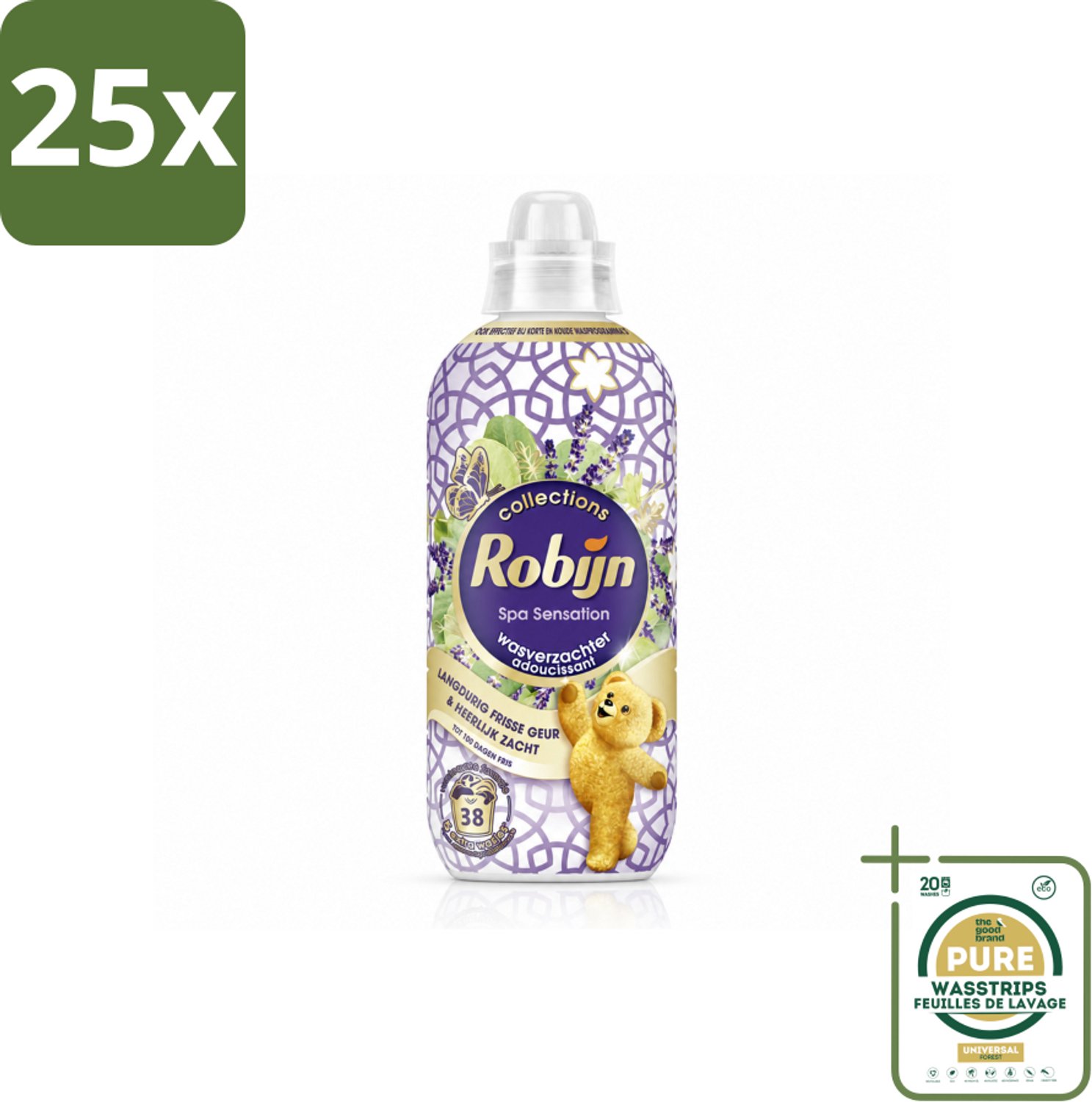 25 x Robijn – Wasverzachter – Intense Spa Sensation – 765 ml - Wasstrips - Wasverzachter - Eucalyptus - Lavendel - Frisheid - Wellness