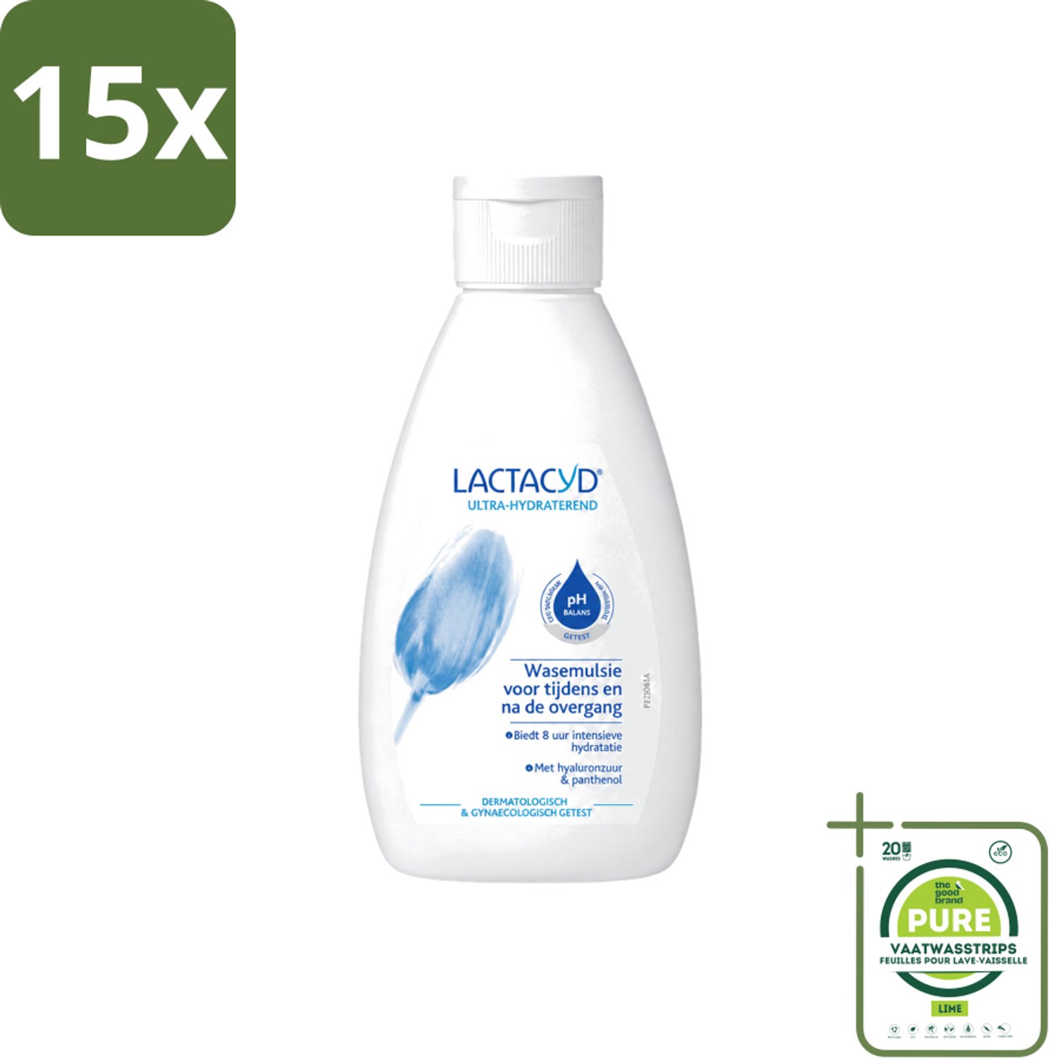 15 x Lactacyd – Ultra Hydraterend – Voor tijdens en na de overgang – 200 ml - Grootverpakking - Vaatwasstrips - Overgang - Hydraatatie - Jeuk - Droogheid - Intieme Verzorging