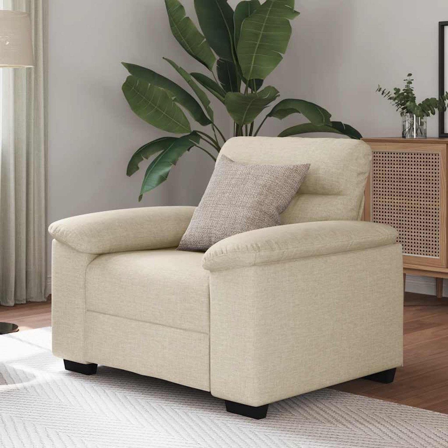 60 cm linnen sofa woonkamer zitmeubel met brede armleuningen en robuust houten metalen frame voor hoog comfort en stijlvolle inrichting