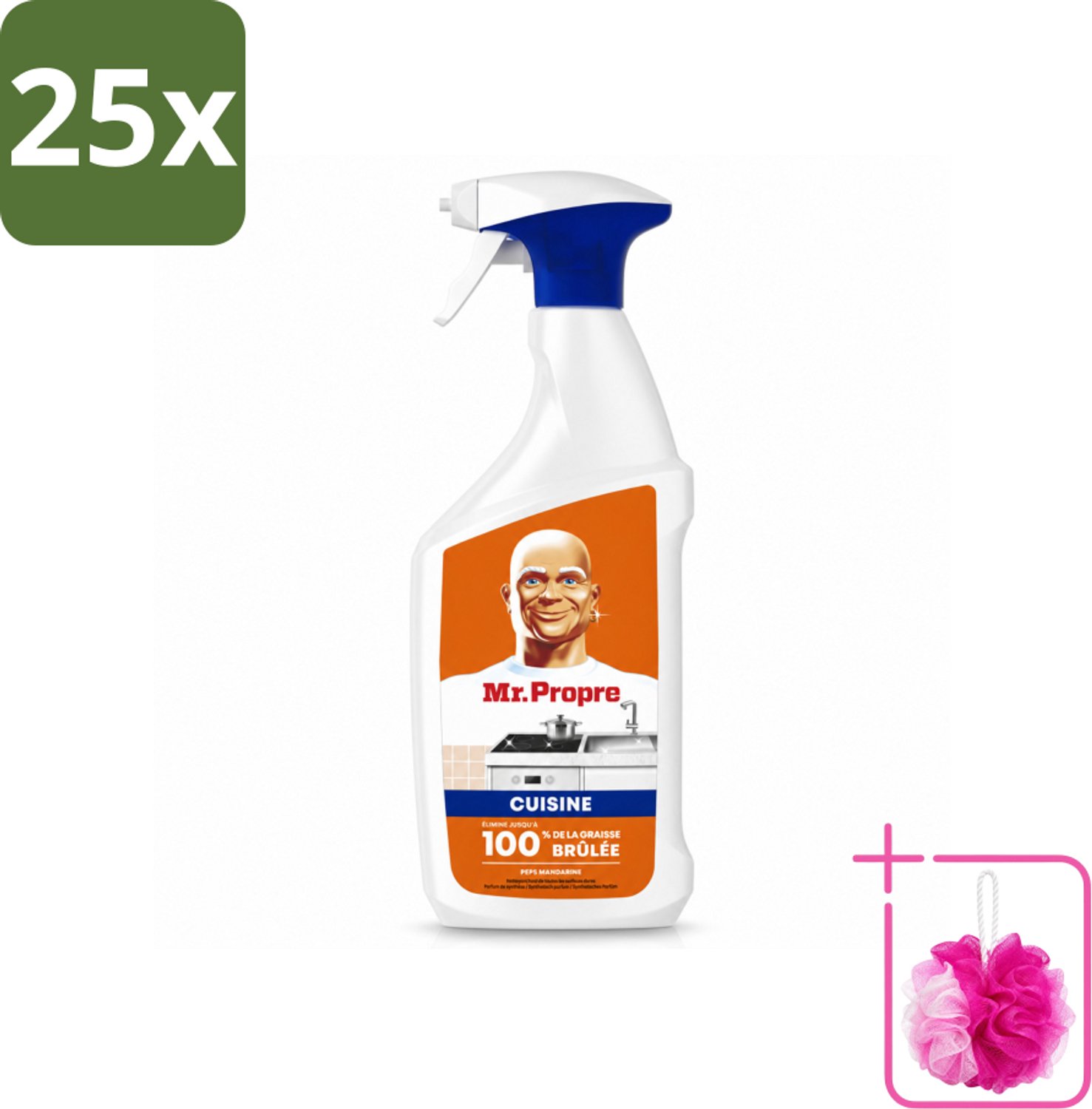 25 x Mr. Propre – Keukenontvetter Spray – Mandarijn Boost – 800 ml - Bulkverpakking - Keukenontvetter - Douchemop - Vetvrij