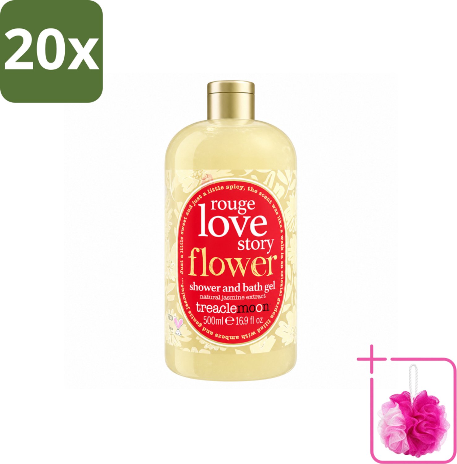 20 x Treaclemoon – Bad- & Douchegel – Rouge Love Story – 500 ml - Bulkverpakking - Bad en douchegel - Douchemop - Gember