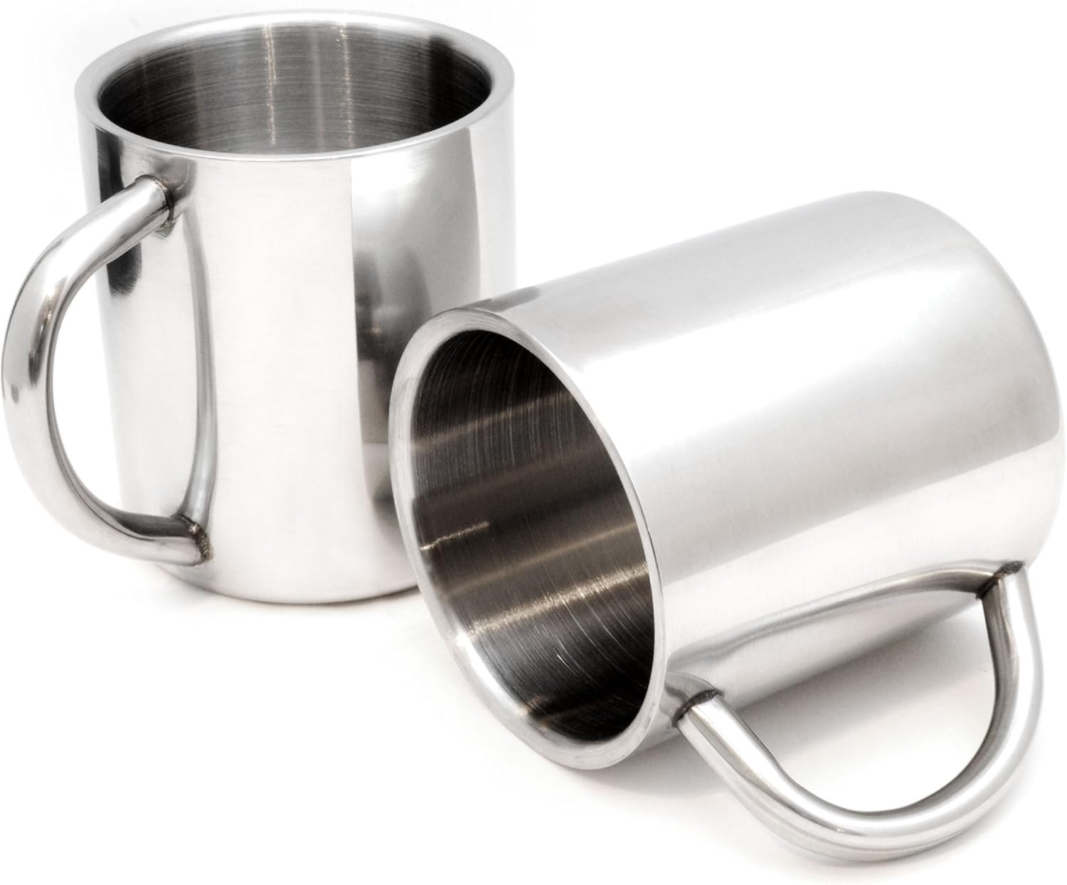 Set van 2 RVS Mokken 220ml Dubbelwandig Geïsoleerd Zilver