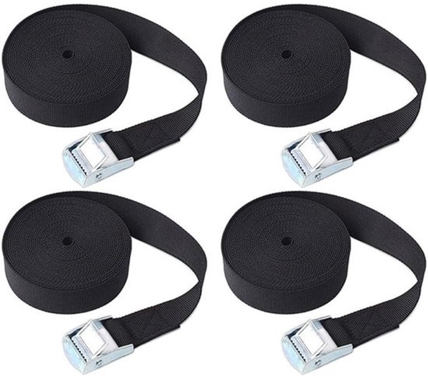 Spanbandenset - Lashing straps - Lading vastzetten - Gesp van zinklegering - 1m x 25mm - Zwart