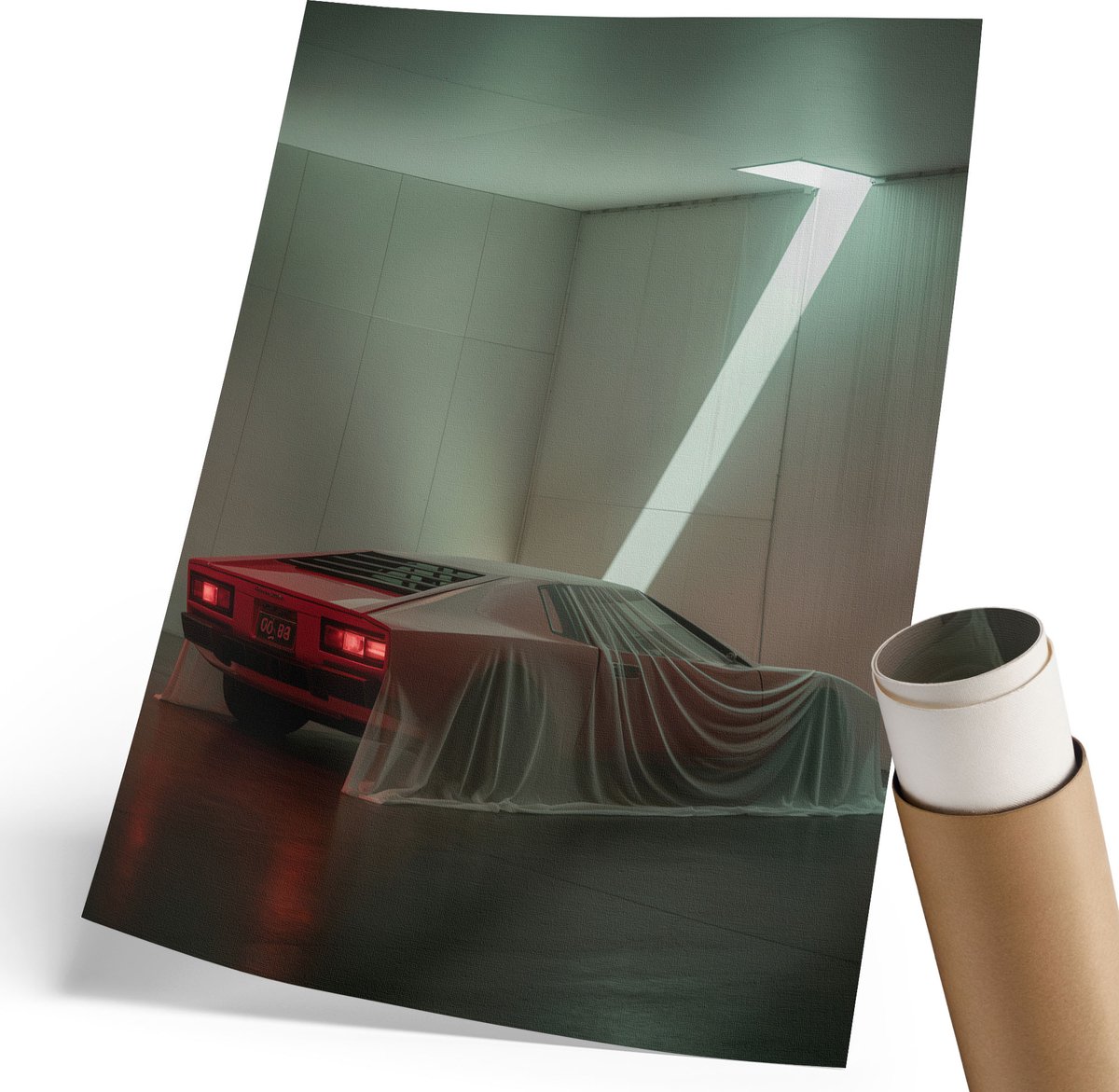 Wallfluent Canvas Poster Polycanvas - Rozenbloemen, Fotografie - 297 x 420 mm - Groen Poster - Rechthoek - Muurdecoratie - Woonkamer, Slaapkamer, Kantoor - Glamour
