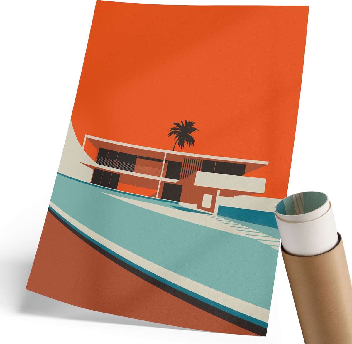 Coloray Polycanvas Wandposter - Stadskanaal, Grijs - 420 x 594 mm - Zwart-wit Decoratie - Rechthoek - Canvasposter - Kantoor - Modern