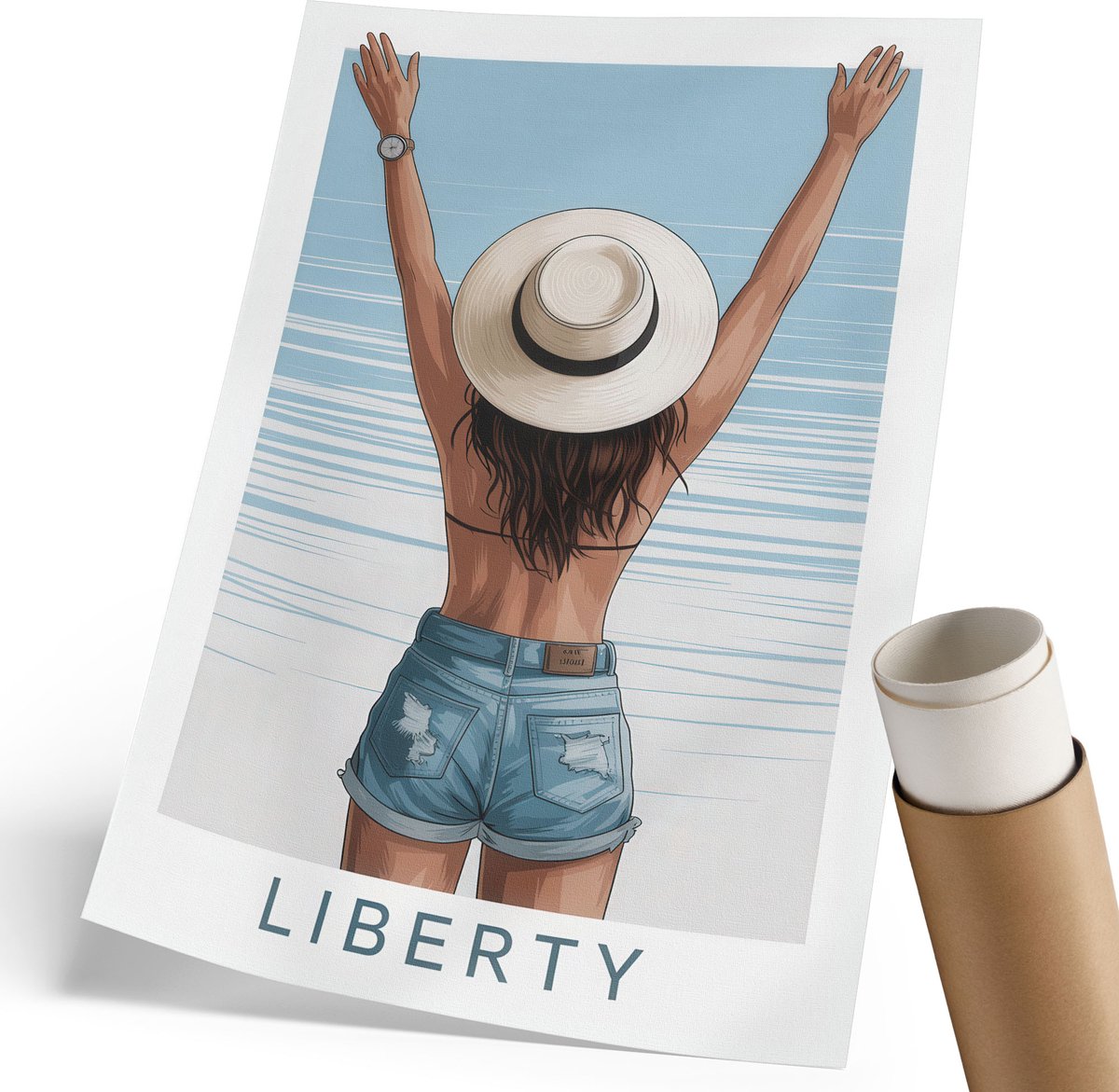 Coloray Polycanvas Wandposter - Vrijheidsvakantie, Illustratie - 210 x 297 mm - Blauw Kunst - Rechthoek - Muurkunst - Woonkamer, Slaapkamer, Kantoor - Modern