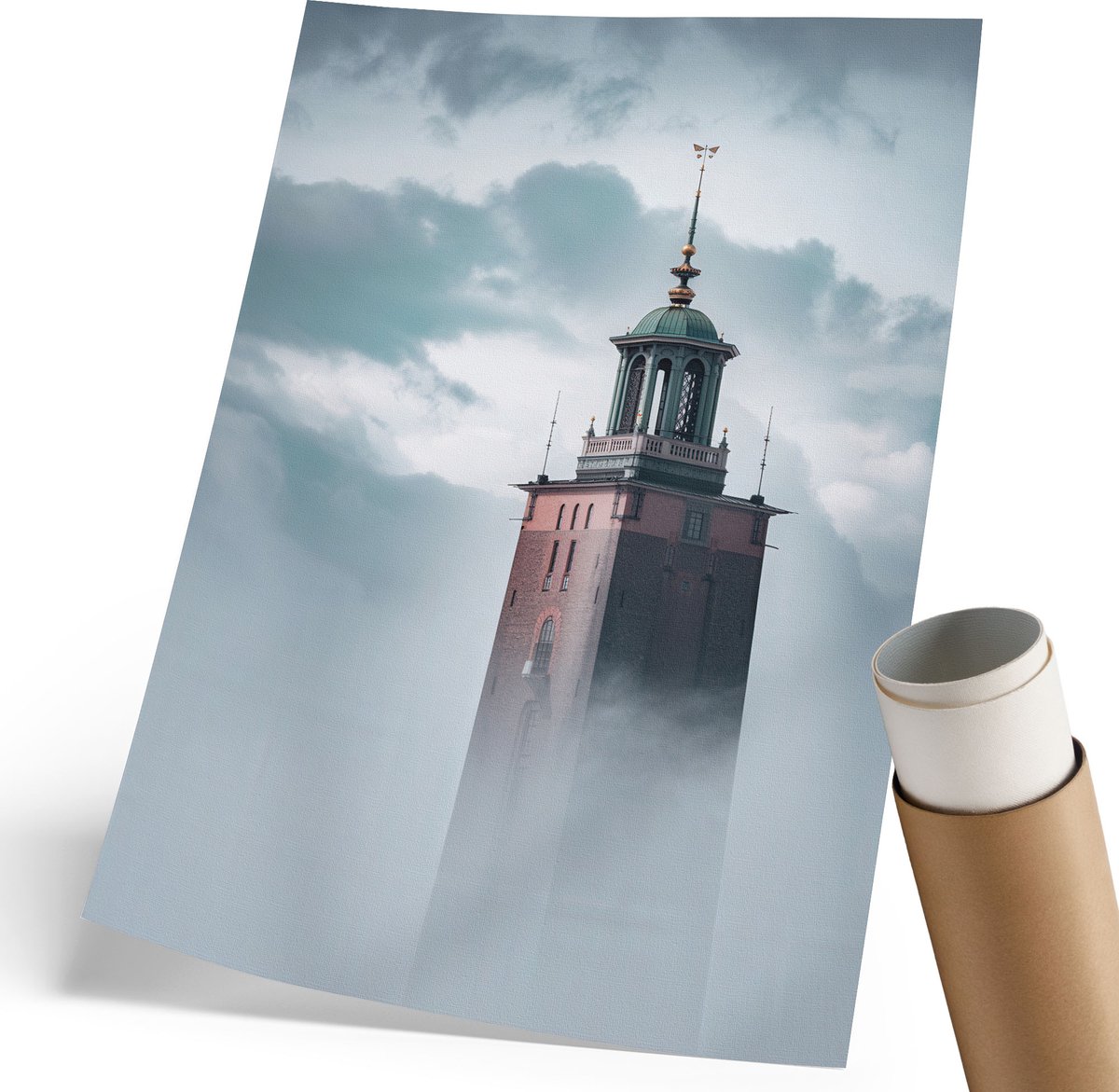 Coloray Polycanvas Wandposter - Mystieke Toren, Fotografie - 210 x 297 mm - Grijs Patroon - Rechthoek - Muurkunst - Woonkamer, Slaapkamer, Kantoor - Klassiek