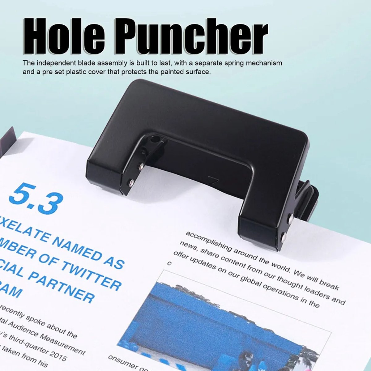 Deze handmatige perforator Geschikt voor dubbel gat is antislip, energiezuinig, duurzaam en zwart, waardoor hij geschikt is Geschikt voor dagelijks gebruik, scholen en kantoren.