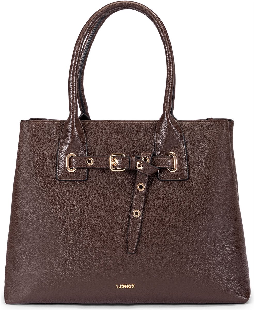 L.CREDI schoudertas Sadette Shopper Chocolate donkerbruin