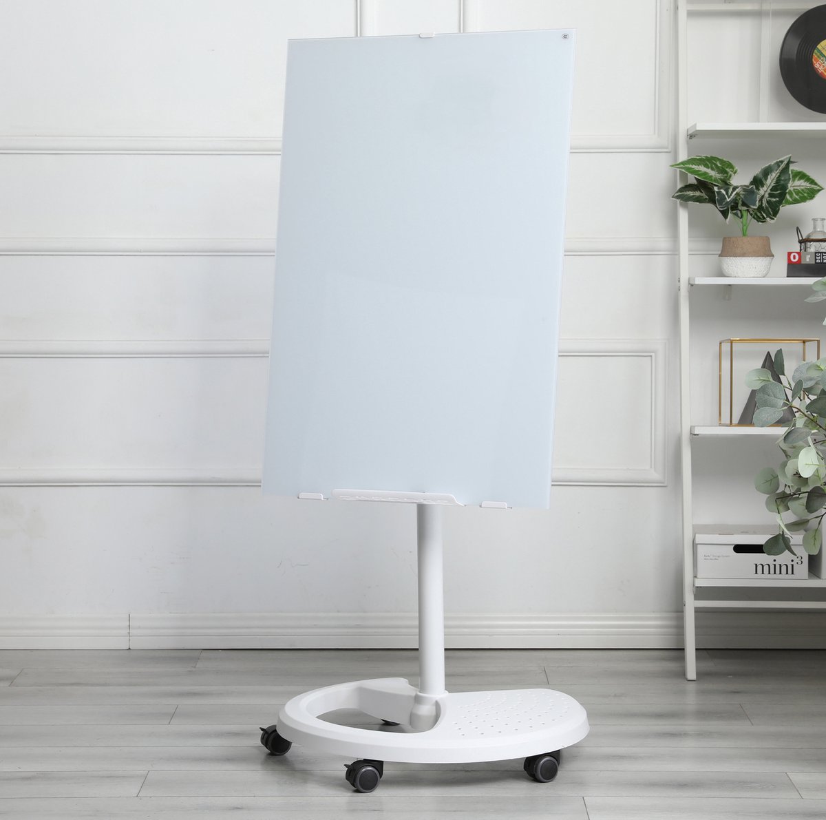 MODFU - Glasbord - Magnetisch - Verrijdbaar - Verstelbare Hoogte - Wit - 90 X 60 Cm