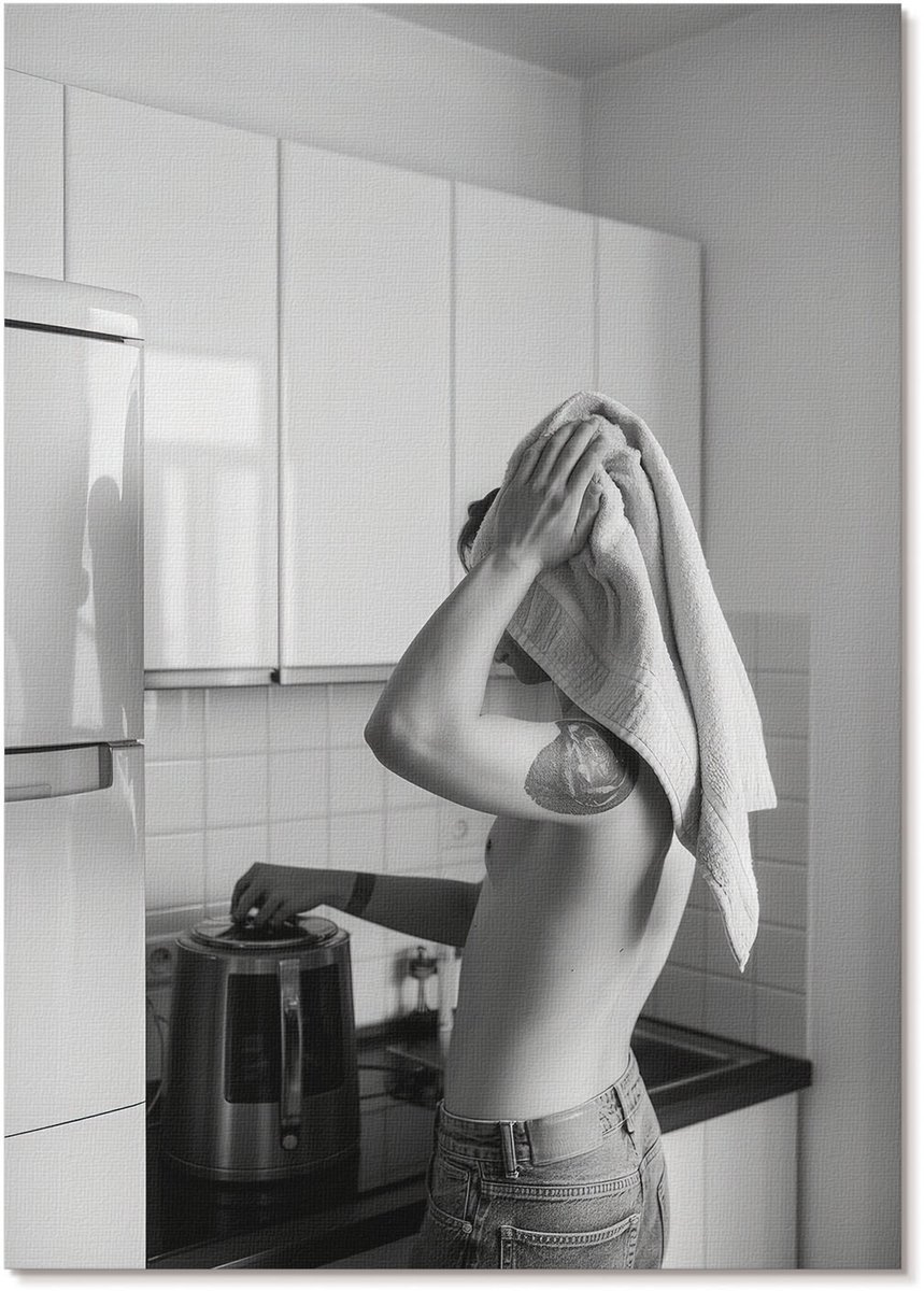 Tulup Canvas Poster Polycanvas - Dagelijkse Keuken, Fotografie - A4 - Zwart-wit Decoratie - Rechthoek - Muurdecoratie - Woonkamer, Slaapkamer, Kantoor - Modern