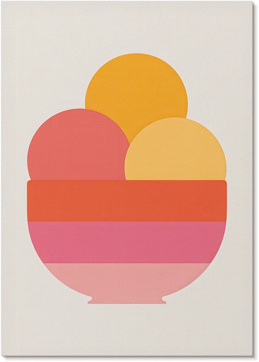 Tulup Polycanvas Wandposter - Minimalistisch Ijs, Illustratie - A4 - Oranje Illustratie - Rechthoek - Canvasposter - Woonkamer, Slaapkamer, Kantoor - Minimalist