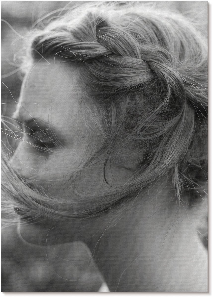 Tulup Polycanvas Poster - Portret Van Een Vrouw, Fotografie - A4 - Zwart-wit Motief - Rechthoek - Kunstposter - Woonkamer, Slaapkamer, Kantoor - Klassiek