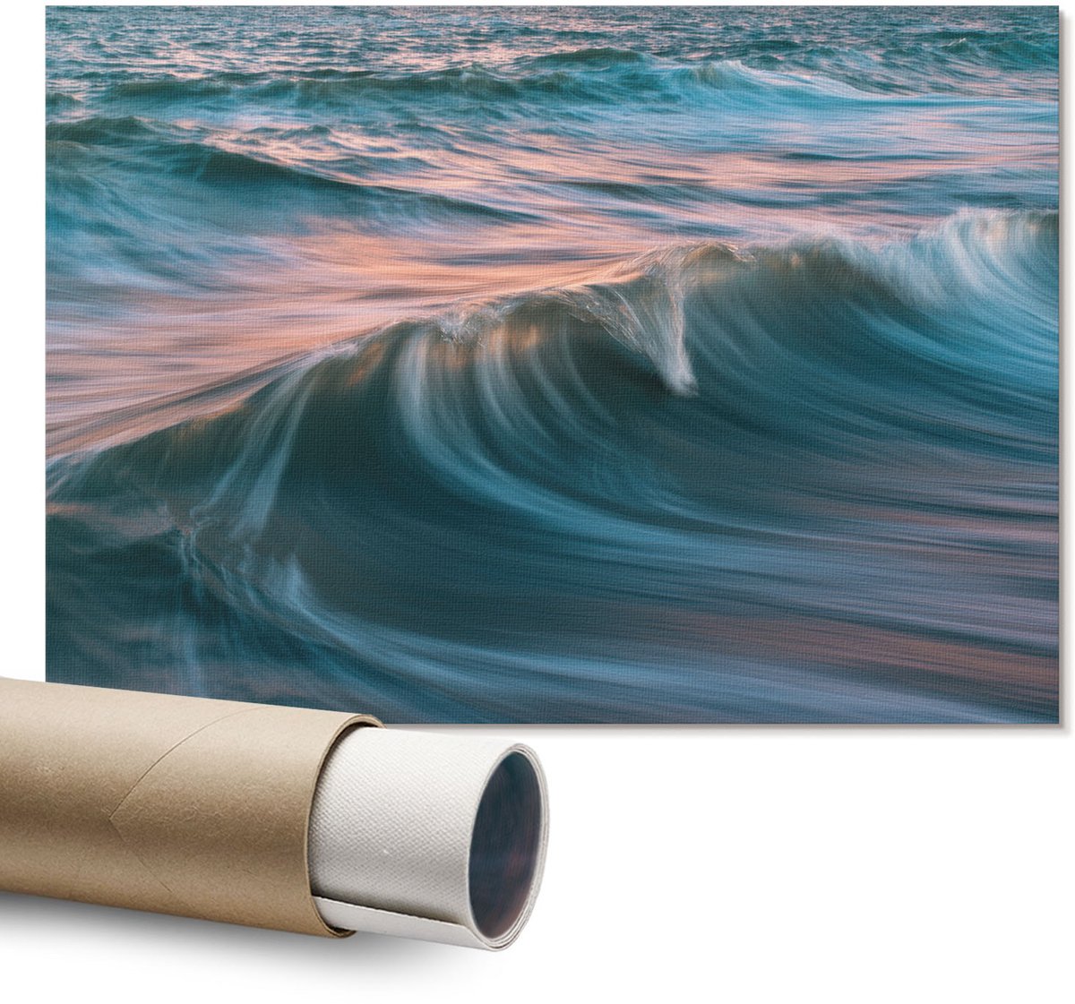 Coloray Polycanvas Wandposter – Zeegolven, Turkoois – A1 – Wit Wandposter – Rechthoek – Wandkunst – Woonkamer – Modern