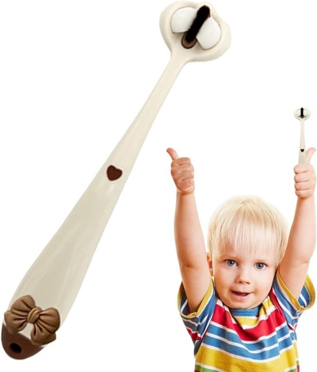 Driezijdige tandenborstel - Kindertandenborstel peuter - Effectieve mondverzorging - Ultrazachte borstelharen - 15 cm lengte - Blauw