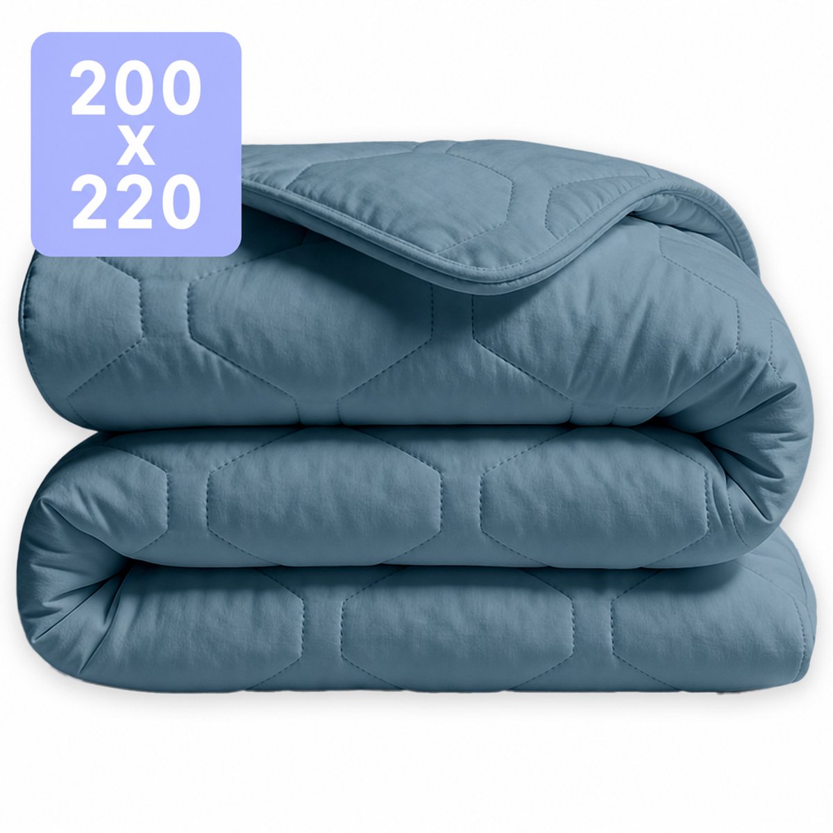 HappyBed Dekbed zonder overtrek 200x220 - Wasbaar Dekbed - Bedrukt dekbed zonder hoes - Hoesloos Dekbed - Tweepersoonsdekbed - Bluestone