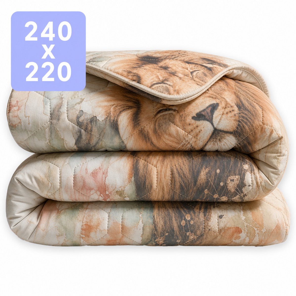 HappyBed Dekbed zonder overtrek 240x220 - Wasbaar Dekbed - Bedrukt dekbed zonder hoes - Hoesloos Dekbed - Lits Jumeaux - Wildflowers King