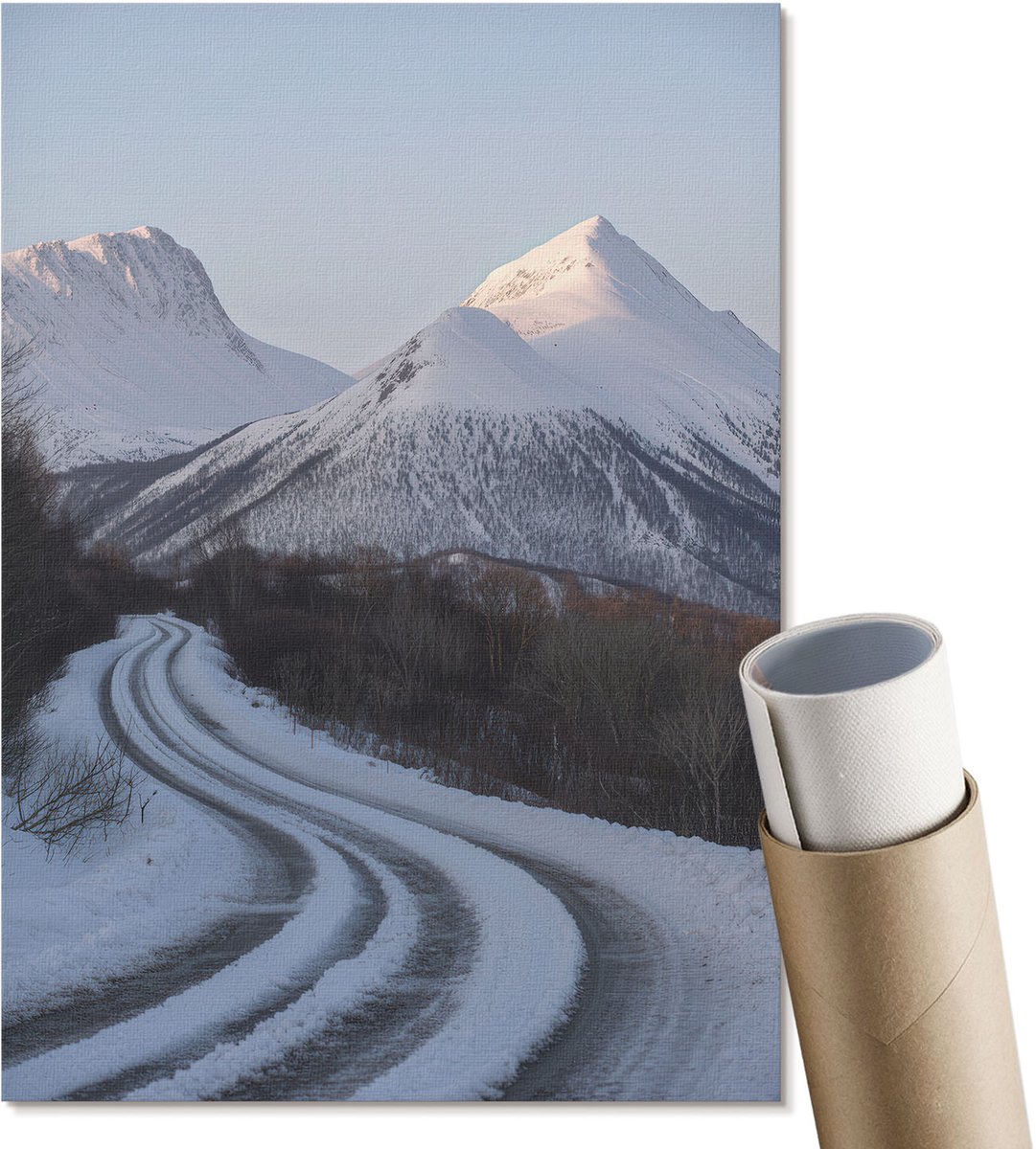 Coloray Polycanvas Poster - Winterlandschap, Fotografie - A4 - Wit Kunst - Rechthoek - Muurdecoratie - Woonkamer, Slaapkamer, Kantoor - Klassiek
