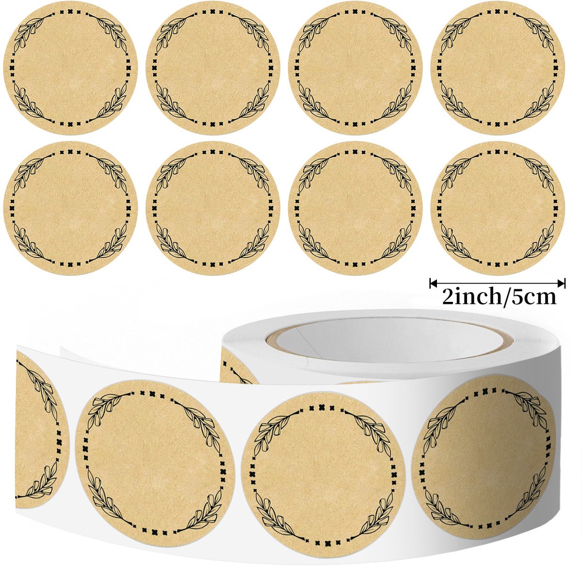 Groothandel 300 stickers/rol ronde handgemaakte kraftpapier bedankdecoratie geschenkserie zelfklevende stickers/etiketten