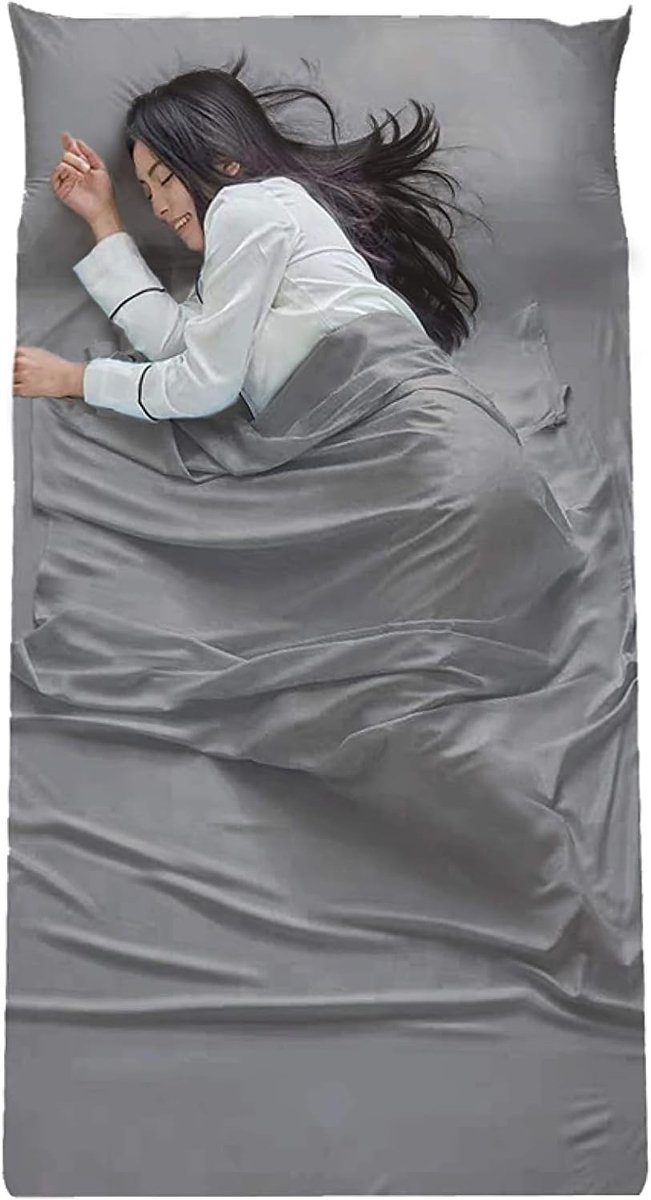 Slaapzaklaken - 75 x 210 cm - Ultralicht slaapzaklaken - Comfortabel en lichtgewicht reislaken, geschikt voor kamperen, wandelen, hotels, treinen en hostels - Grijs