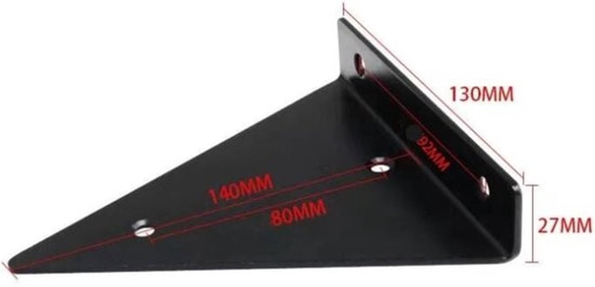 Wandplankbeugels - 4 stuks - plankbeugels - beugels - ijzeren - zwart - 140 x 130 x 27 mm - multifunctionele - wandgemonteerde - zwaar - onzichtbare - voor wandmontage verborgen houten plank