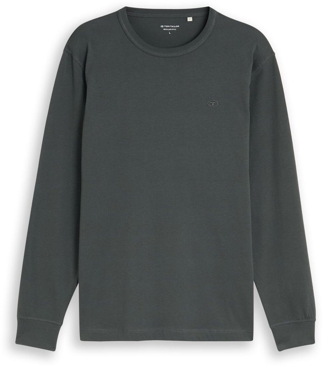 Tom Tailor - Basic katoenen shirt met lange mouwen - Maat XXL - Darkest Olive