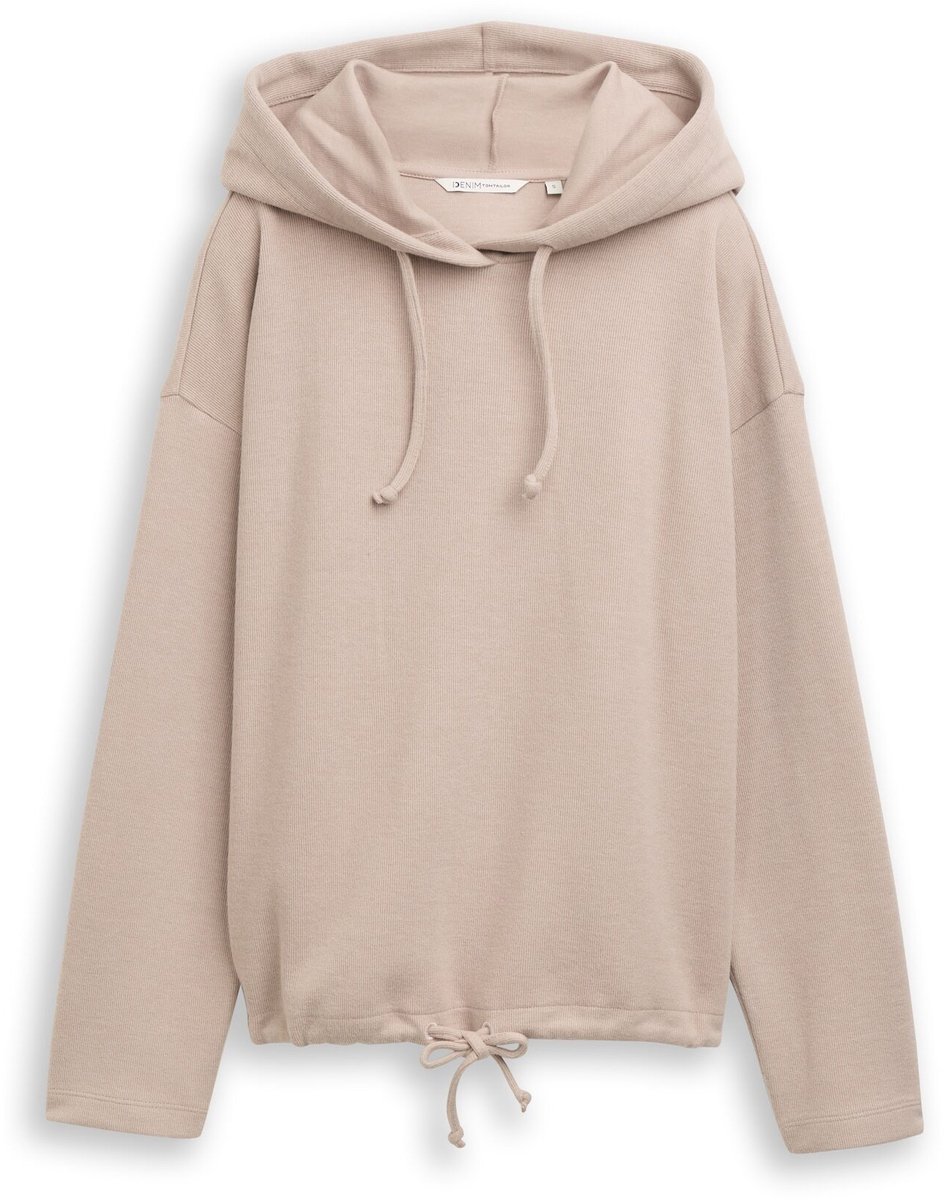 Tom Tailor Denim - Hoodie met boxy pasvorm - Maat XL - atmosphere beige melange