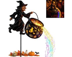 Halloween Heksenketel Tuinverlichting - Kleurrijke Watervalstijl - Tuingrondlamp - Met Projector - Decoratieve Tuinverlichting - Geschikt voor terrassen, gazons, patio's, paden, veranda's en Halloweenfeesten.