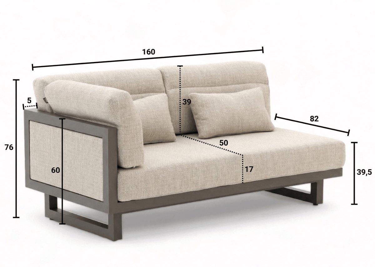 Apple Bee Santorini Lounge Set 5-Piece No. 1 - Right Long - Upholstered