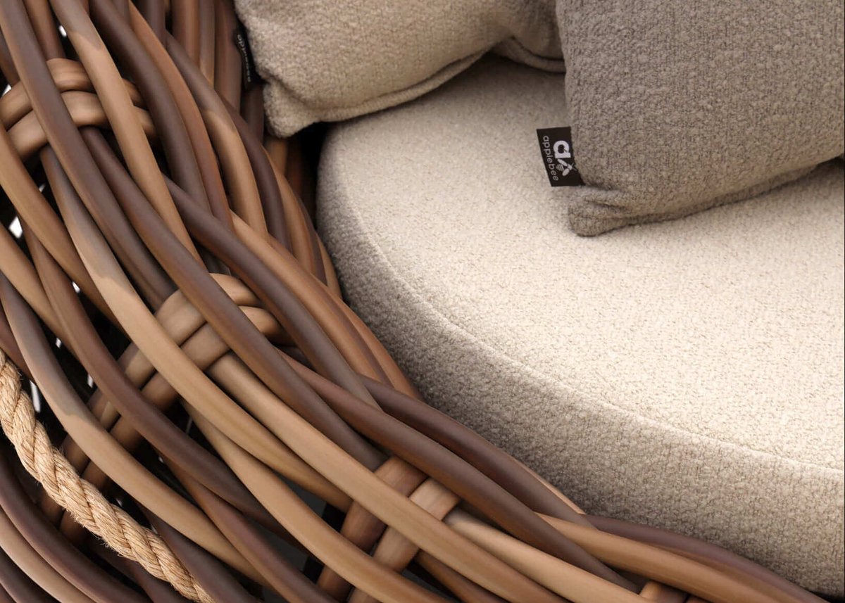 Apple Bee Cocoon Loungeset 3-delig - 2 Stoelen & Bank - Cream Bouclé