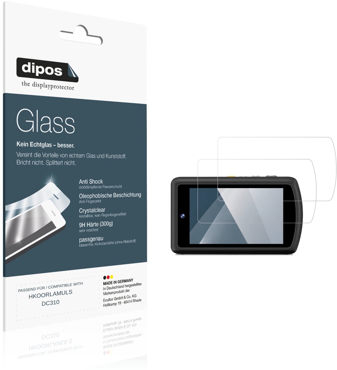 dipos – 2x Pantserfolie geschikt voor HKOORLAMULS DC310 | 9H Screenprotector