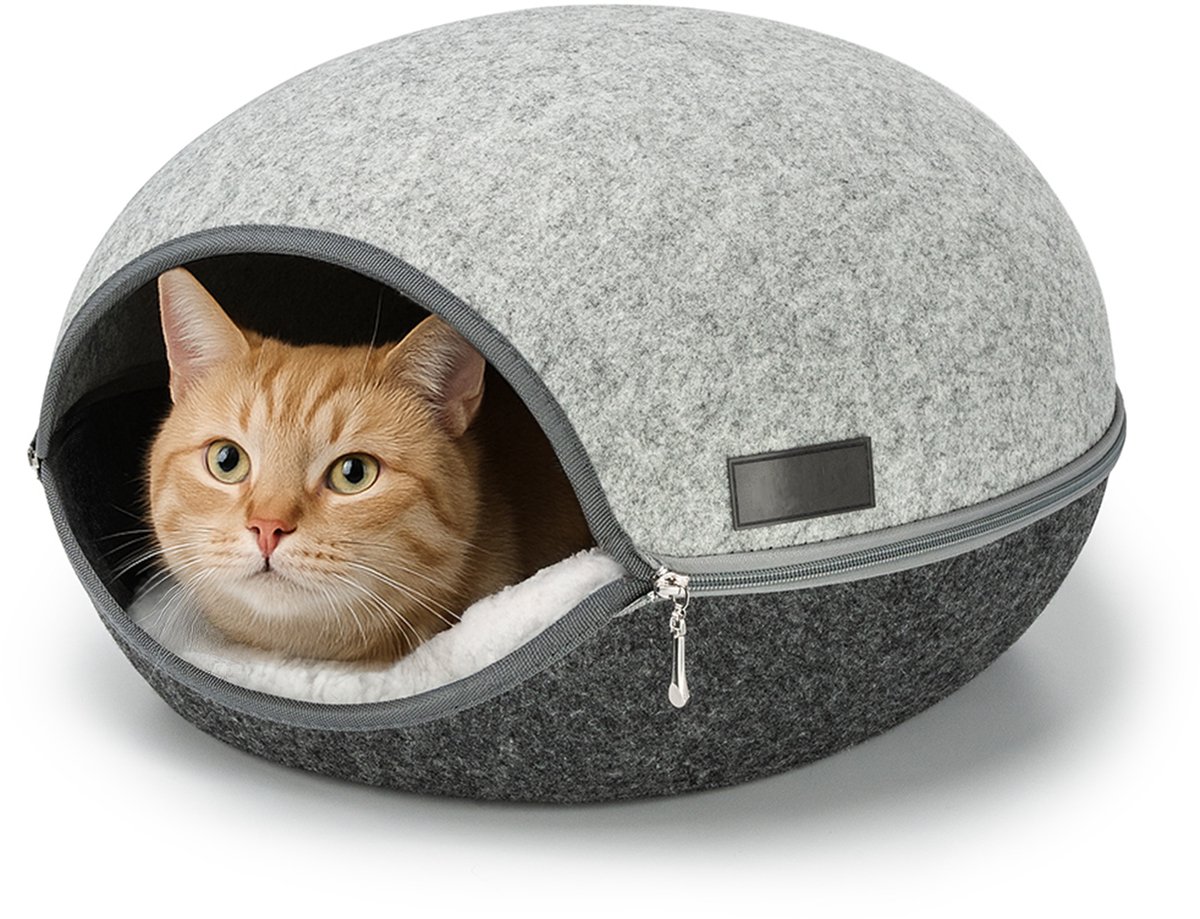 belviona Kattenhuisje, zachte vilten kattenhol met wasbaar kussen