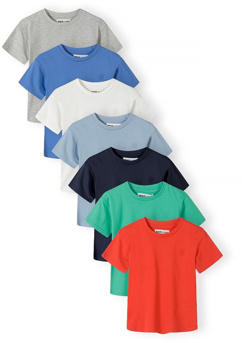 Minoti t-shirt jongens 7-pack 100% katoen - grijs