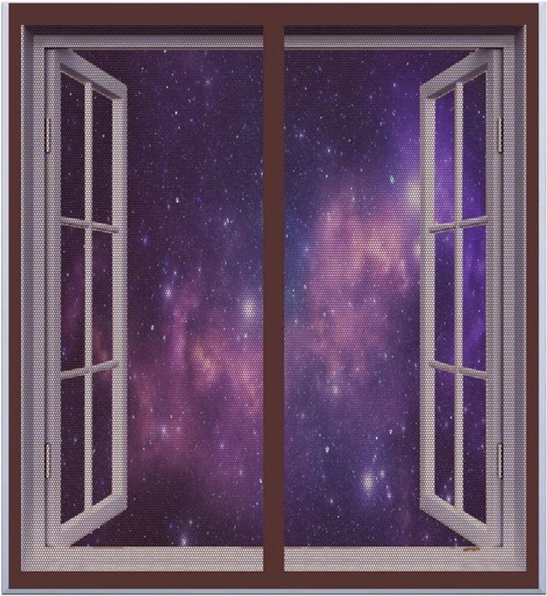 Raamscherm Insectenwerend - Vliegengaas Raam - Insecten Buiten Houden - Automatische Sluiting - 80 x 125 cm - Bruin
