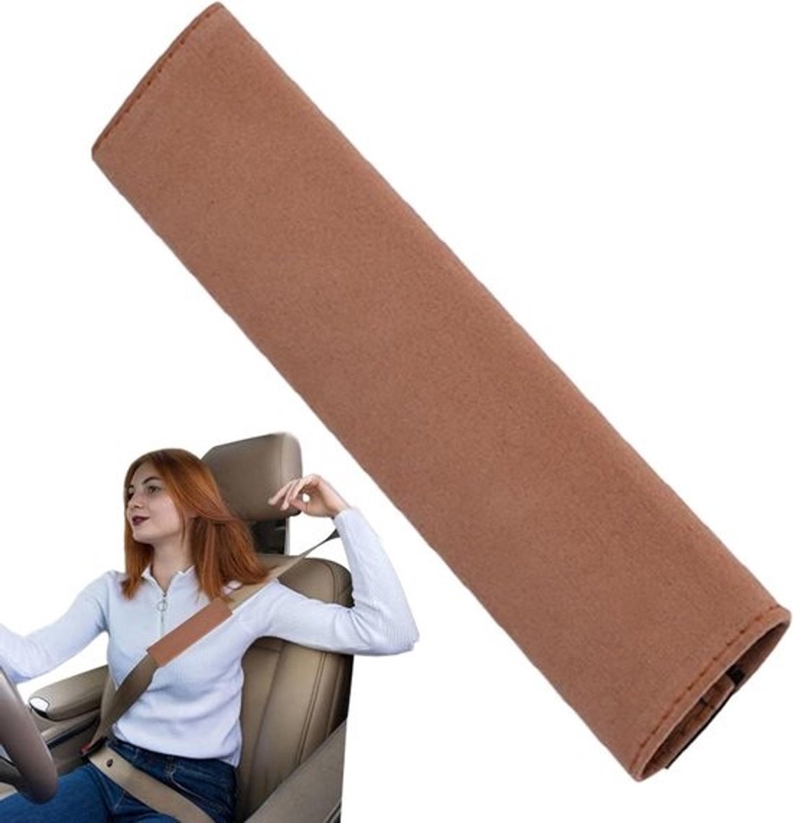 Veiligheidsgordel Cover - Schouder Pads - Comfortabel Reizen - Ingebouwde Antislip Band - Universele Pasvorm - Kaki