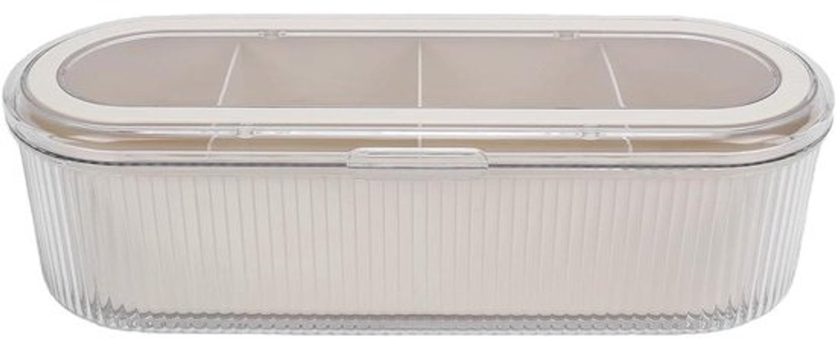 Make-upborstel Organizer - Cosmetica Houder - Make-up Opbergen - Stofdicht Klapdeksel - 28 x 12 x 9 cm - Transparant