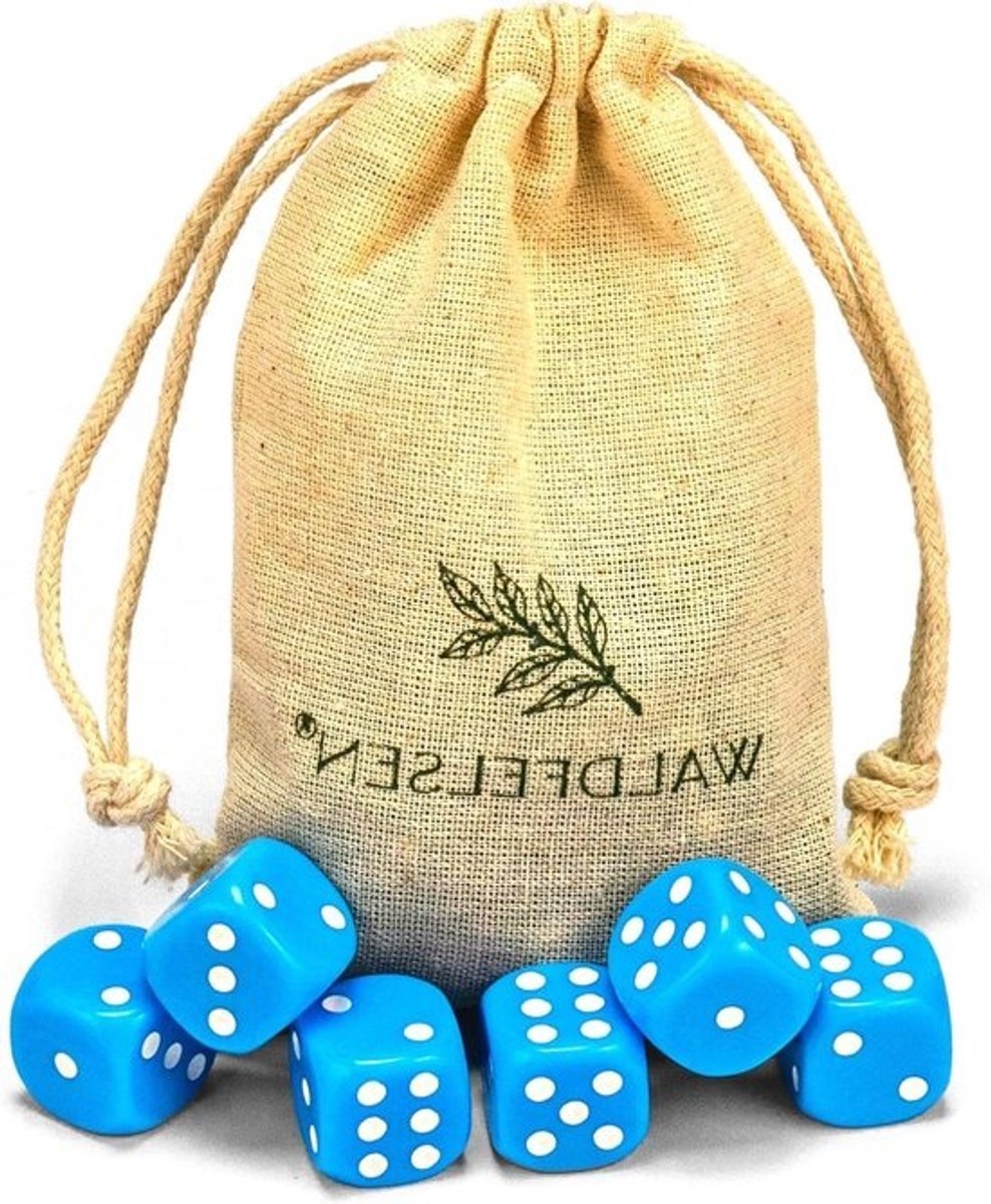 Dobbelstenen Set - Speelstenen Acryl - Spelavond Organiseren - Standaardformaat 16mm - 6 Stuks - Hemelsblauw