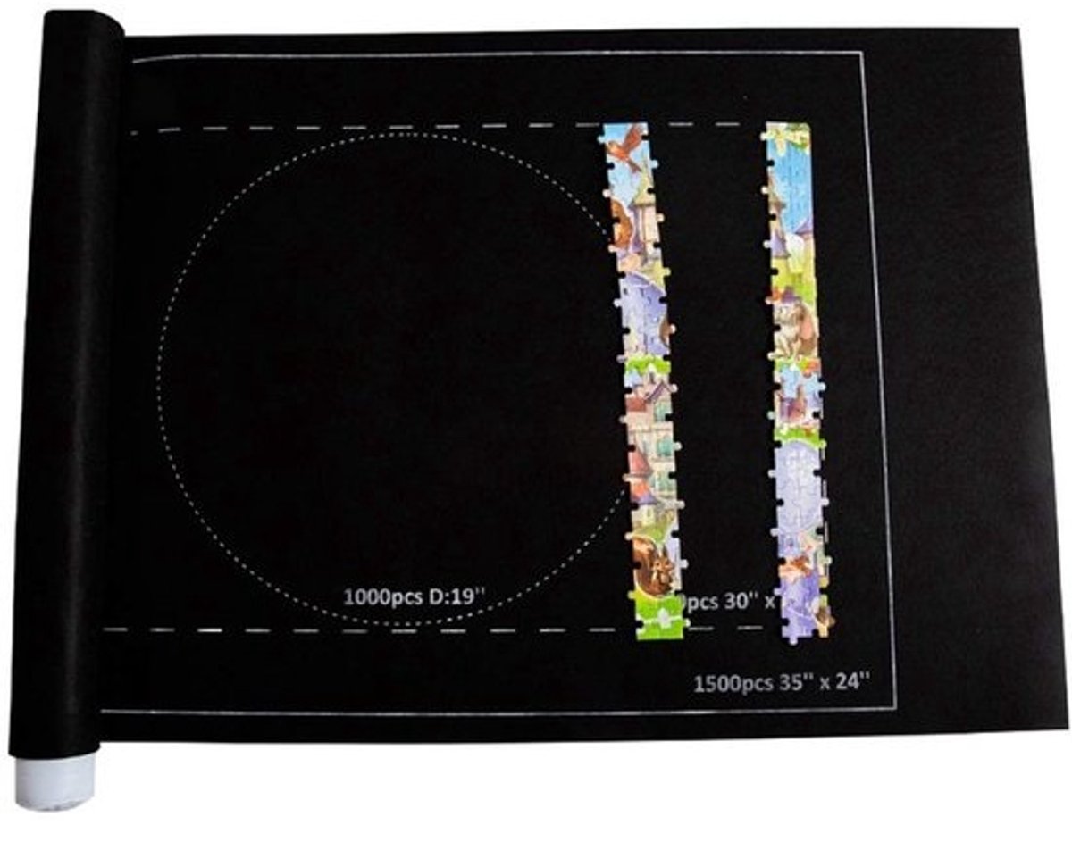 Puzzelmat - Opbergmat Vilten - Puzzels Beschermen - Compact Opvouwbaar - Tot 3000 Stukjes - Zwart