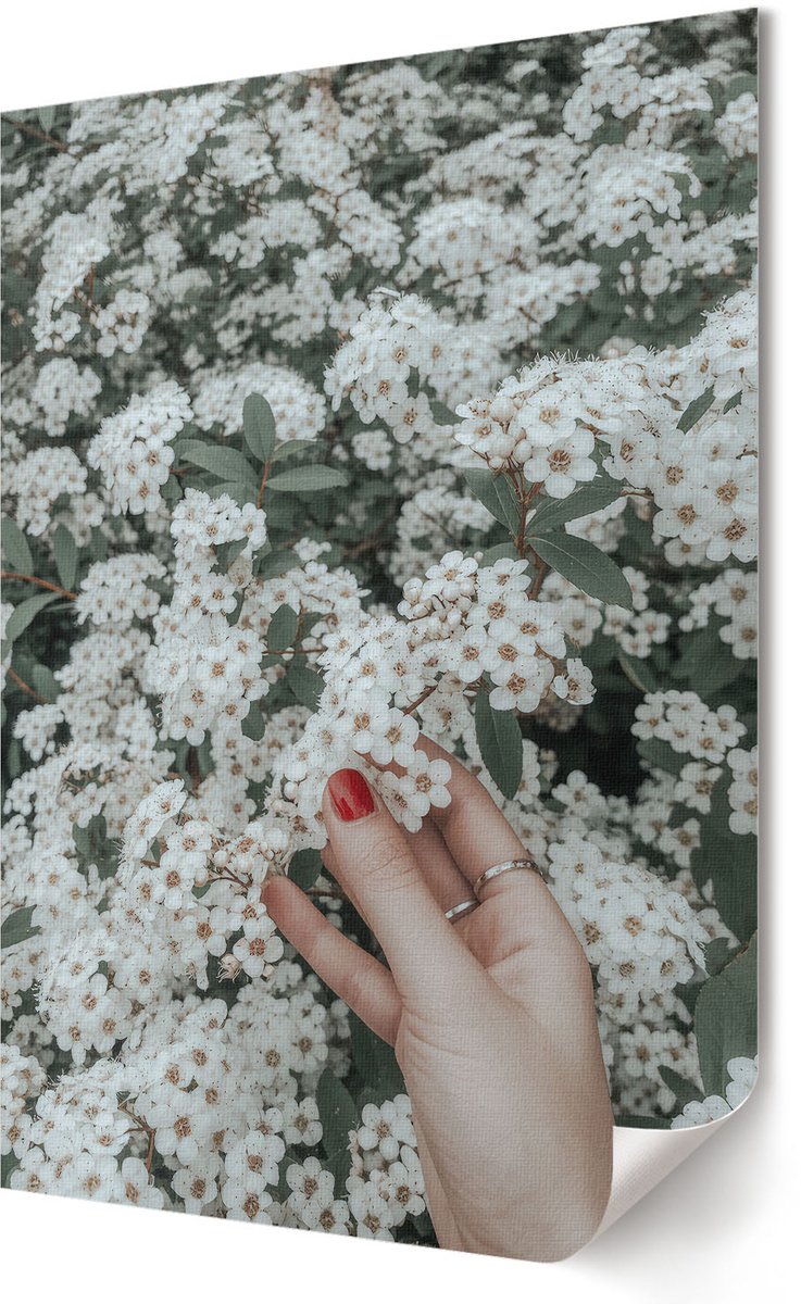 Coloray Polycanvas Wandposter - Bloemen In De Hand, Fotografie - 420 x 594 - Wit Decoratie - Rechthoek - Canvasposter - Woonkamer, Slaapkamer, Kantoor - Klassiek
