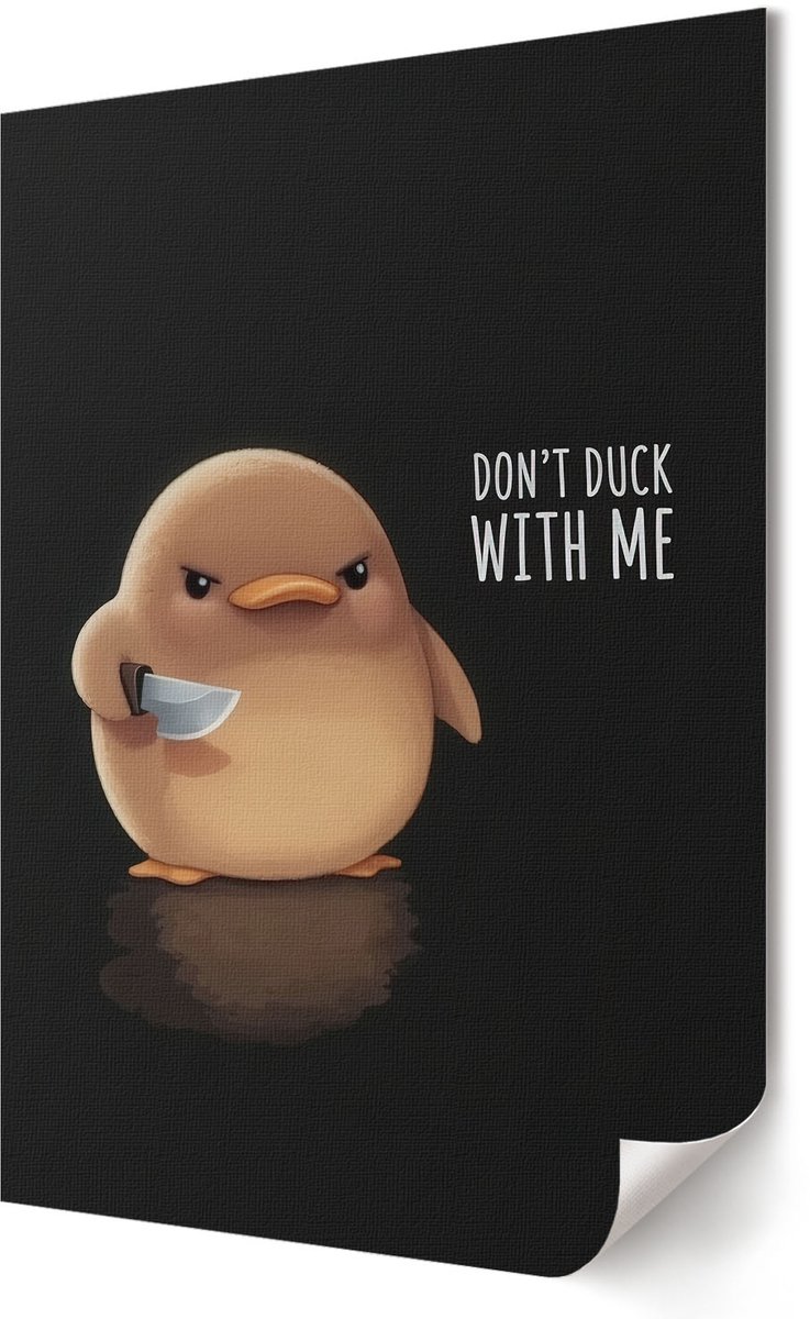 Coloray Polycanvas Wandposter - Duik Niet Met Me Mee., Illustratie - 420 x 594 - Zwart Illustratie - Rechthoek - Canvasposter - Woonkamer, Slaapkamer, Kantoor - Humoristisch
