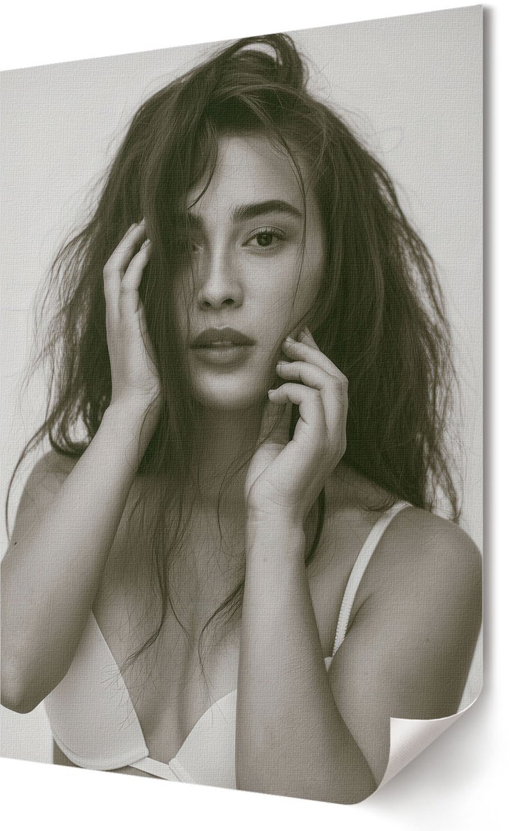 Coloray Polycanvas Wandposter - Elegant Portret, Fotografie - 594 x 840 - Zwart-wit Patroon - Rechthoek - Interieurdecoratie - Kantoor - Klassiek
